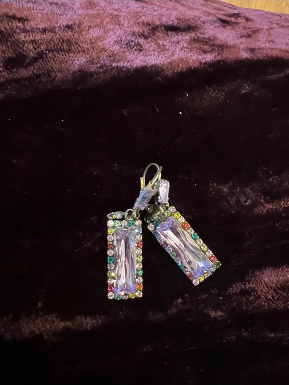 Sorrelli lavender crystal earrings, pierced